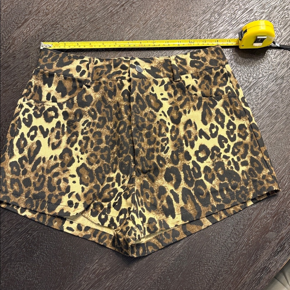 Leopard Print High-Waisted Shorts